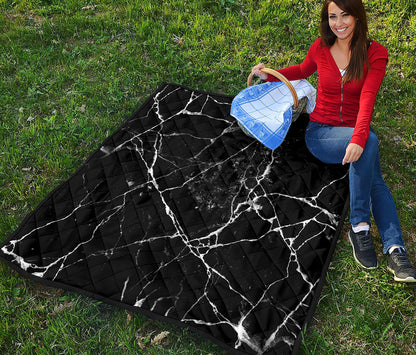 Black White Natural Marble Print Quilt