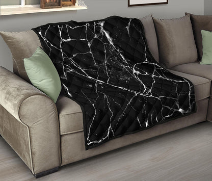 Black White Natural Marble Print Quilt