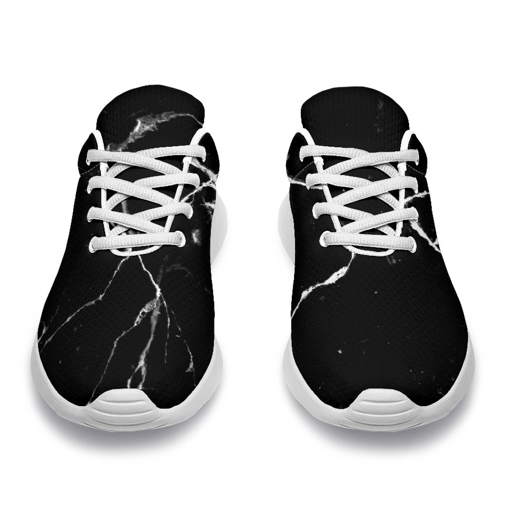 Black White Natural Marble Print Sport Shoes GearFrost