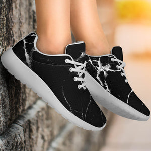 Black White Natural Marble Print Sport Shoes GearFrost