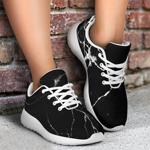 Black White Natural Marble Print Sport Shoes GearFrost