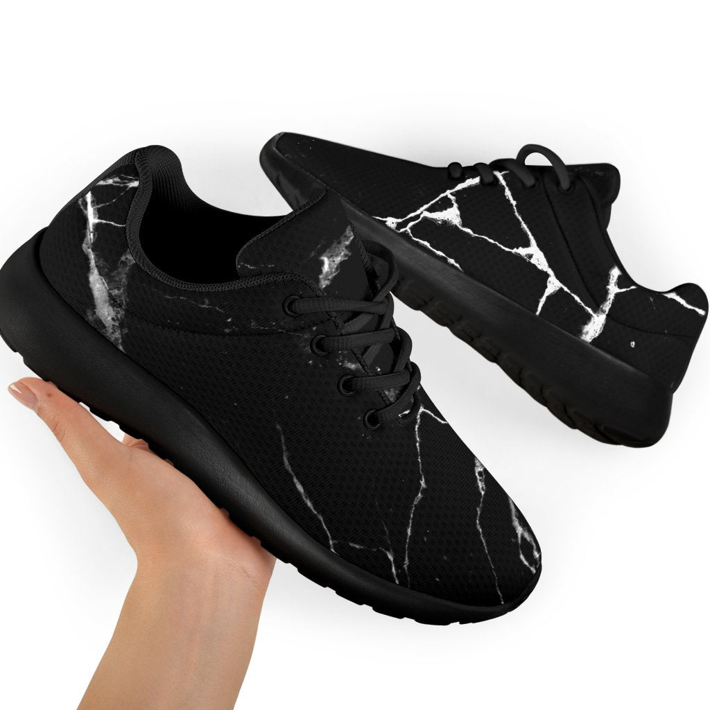 Black White Natural Marble Print Sport Shoes GearFrost