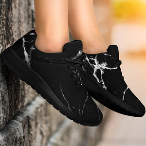 Black White Natural Marble Print Sport Shoes GearFrost