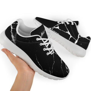 Black White Natural Marble Print Sport Shoes GearFrost