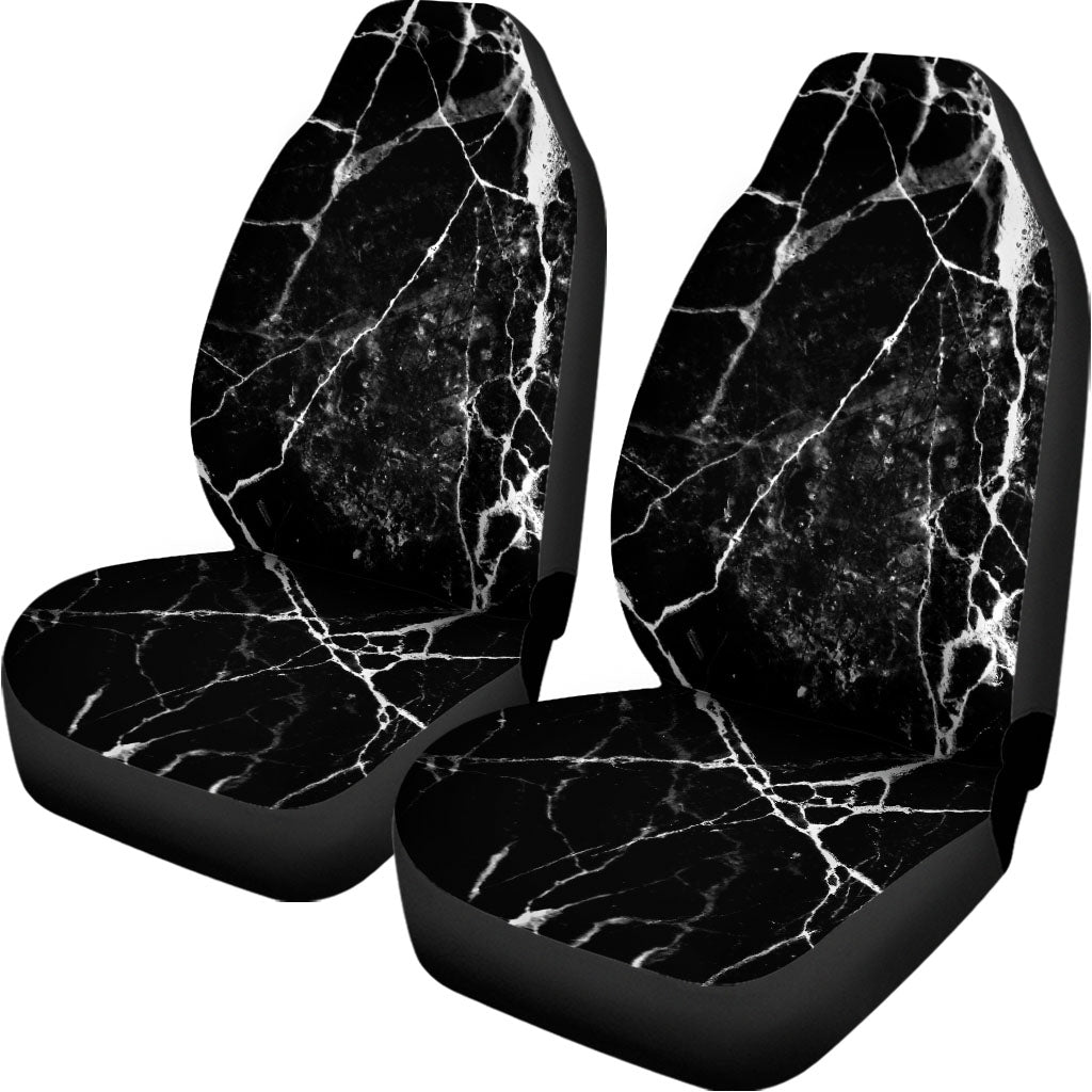 Black White Natural Marble Print Universal Fit Car Seat Covers