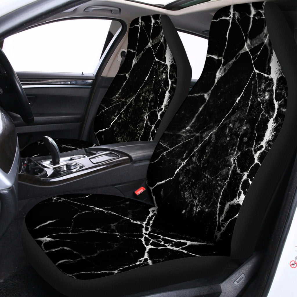 Black White Natural Marble Print Universal Fit Car Seat Covers