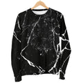 Black White Natural Marble Print Women's Crewneck Sweatshirt