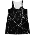 Black White Natural Marble Print Women's Racerback Tank Top
