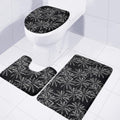 Black White Palm Tree Pattern Print 3 Piece Bath Mat Set