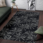 Black White Palm Tree Pattern Print Area Rug GearFrost