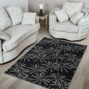 Black White Palm Tree Pattern Print Area Rug GearFrost