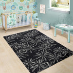 Black White Palm Tree Pattern Print Area Rug GearFrost