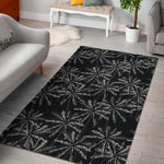 Black White Palm Tree Pattern Print Area Rug GearFrost