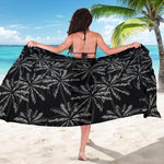 Black White Palm Tree Pattern Print Beach Sarong Wrap