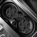 Black White Palm Tree Pattern Print Car Coasters