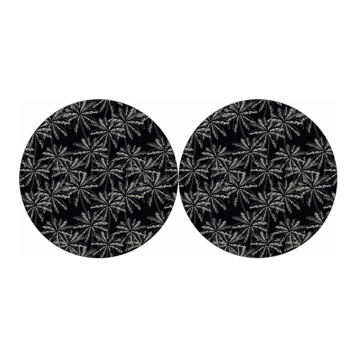Black White Palm Tree Pattern Print Car Coasters