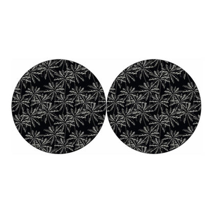 Black White Palm Tree Pattern Print Car Coasters