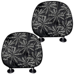 Black White Palm Tree Pattern Print Car Headrest Covers
