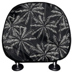 Black White Palm Tree Pattern Print Car Headrest Covers