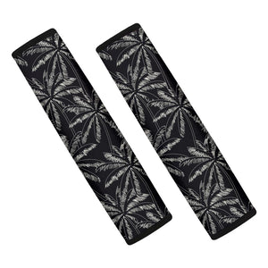 Black White Palm Tree Pattern Print Car Seat Belt Covers