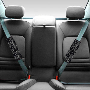 Black White Palm Tree Pattern Print Car Seat Belt Covers