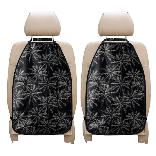 Black White Palm Tree Pattern Print Car Seat Organizers