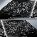 Black White Palm Tree Pattern Print Car Sun Shade GearFrost