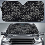 Black White Palm Tree Pattern Print Car Sun Shade GearFrost