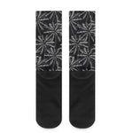 Black White Palm Tree Pattern Print Crew Socks