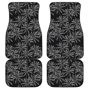 Black White Palm Tree Pattern Print Front and Back Car Floor Mats