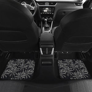 Black White Palm Tree Pattern Print Front and Back Car Floor Mats