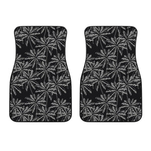 Black White Palm Tree Pattern Print Front Car Floor Mats