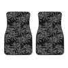 Black White Palm Tree Pattern Print Front Car Floor Mats