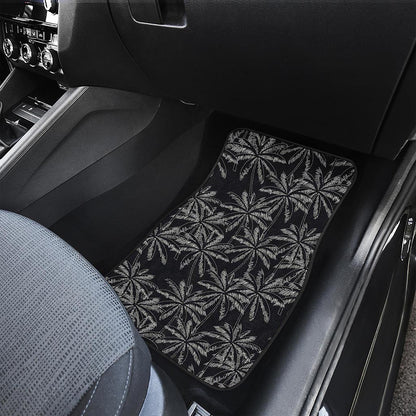 Black White Palm Tree Pattern Print Front Car Floor Mats