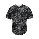 Black White Palm Tree Pattern Print Men's Baseball Jersey