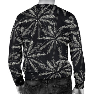 Black White Palm Tree Pattern Print Men's Crewneck Sweatshirt GearFrost