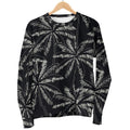 Black White Palm Tree Pattern Print Men's Crewneck Sweatshirt
