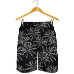 Black White Palm Tree Pattern Print Men's Shorts