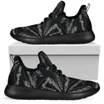 Black White Palm Tree Pattern Print Mesh Knit Shoes GearFrost