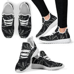 Black White Palm Tree Pattern Print Mesh Knit Shoes GearFrost