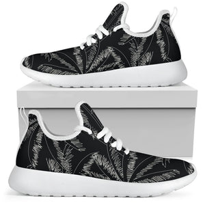 Black White Palm Tree Pattern Print Mesh Knit Shoes GearFrost