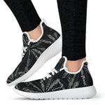 Black White Palm Tree Pattern Print Mesh Knit Shoes GearFrost