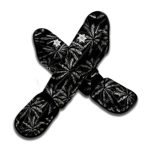 Black White Palm Tree Pattern Print Muay Thai Shin Guard