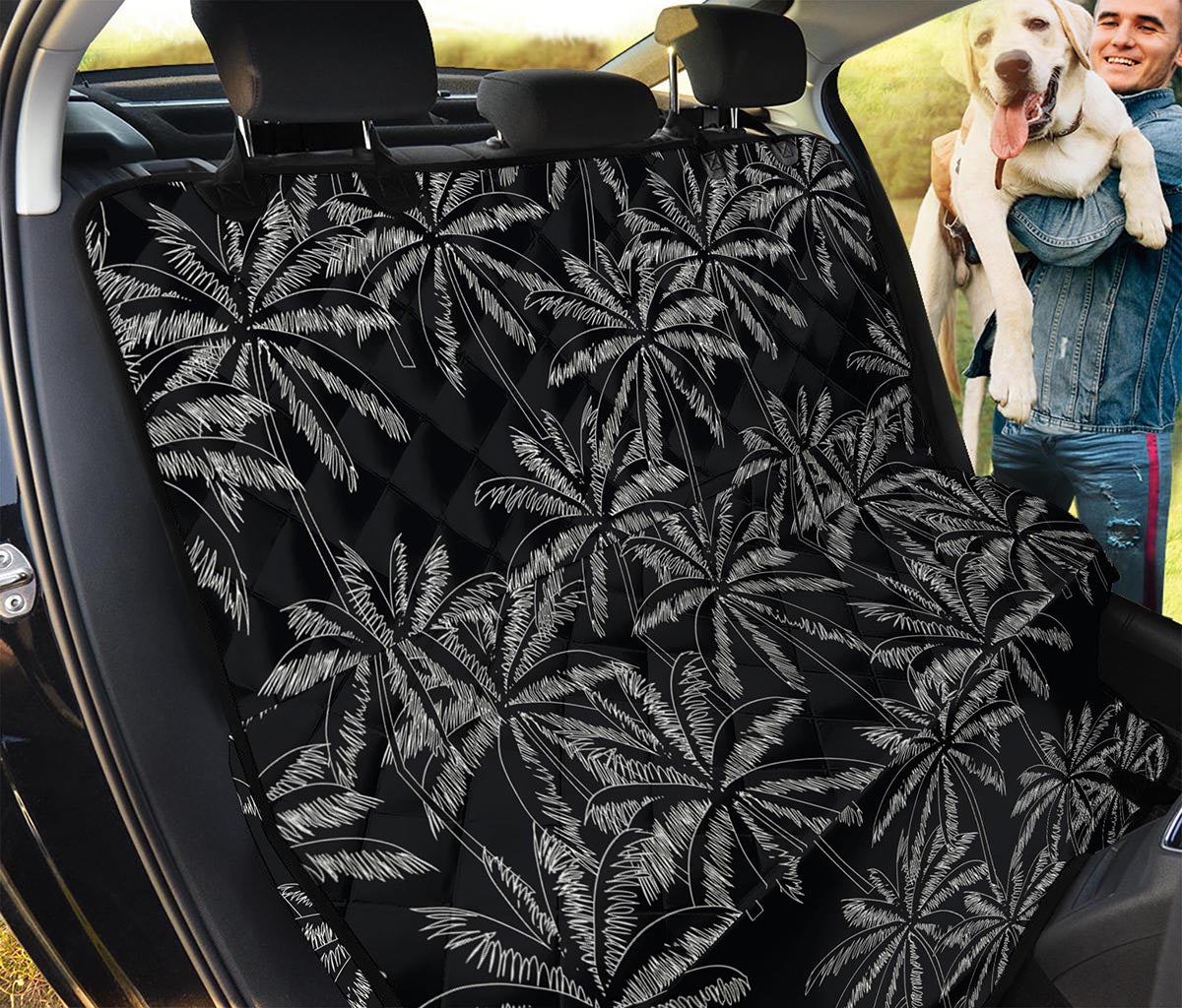 Black White Palm Tree Pattern Print Pet Car Back Seat Cover