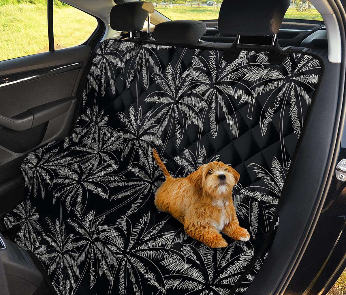 Black White Palm Tree Pattern Print Pet Car Back Seat Cover