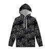 Black White Palm Tree Pattern Print Pullover Hoodie