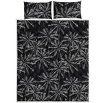 Black White Palm Tree Pattern Print Quilt Bed Set