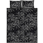 Black White Palm Tree Pattern Print Quilt Bed Set