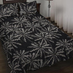 Black White Palm Tree Pattern Print Quilt Bed Set