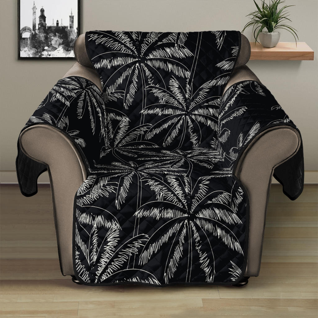 Black White Palm Tree Pattern Print Recliner Protector